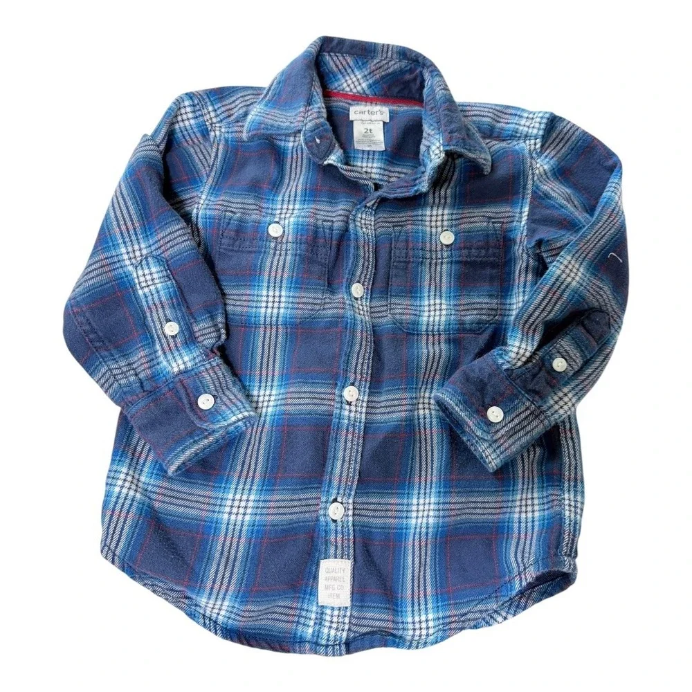 Carter's Janie and Jack Shirts Kids 2T Plaid Flannel Gingham Mint Bundle‎ 4pc
